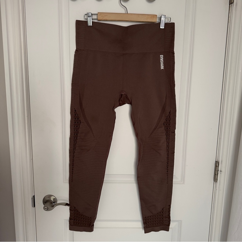 Gymshark Women's Rose Taupe Energy Seamless Leggings Eyelet Detail Size  XL